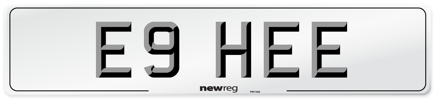 E9 HEE Number Plate from New Reg